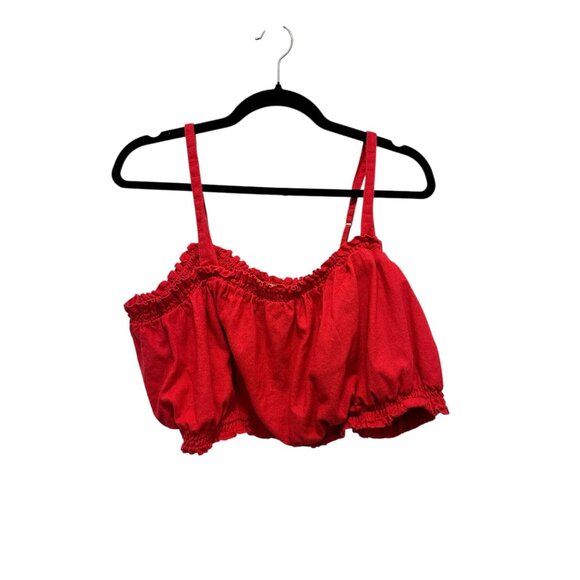 Abercrombie & Fitch Womens Pink Adjustable Strap Smocked Crop Top XXL - Picture 1 of 5